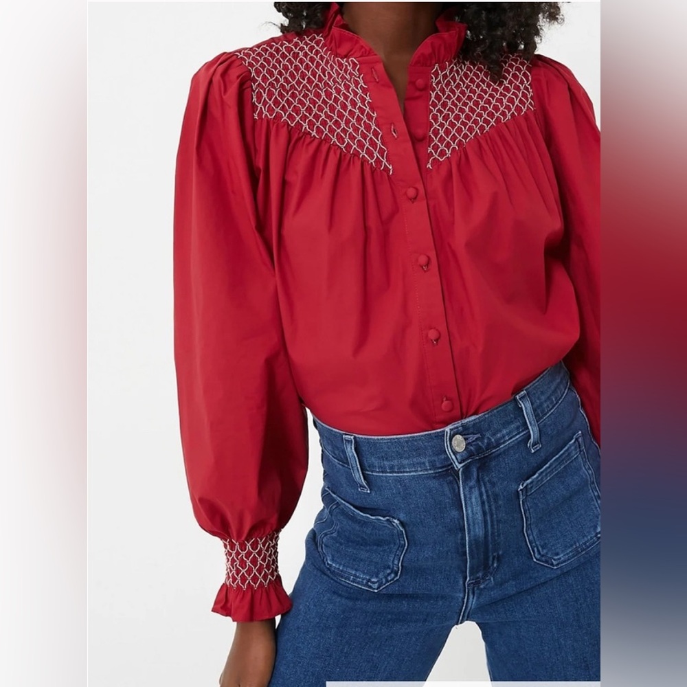 The Shirt by Rochelle Behrens | The Nicole | Red with ivory smocking